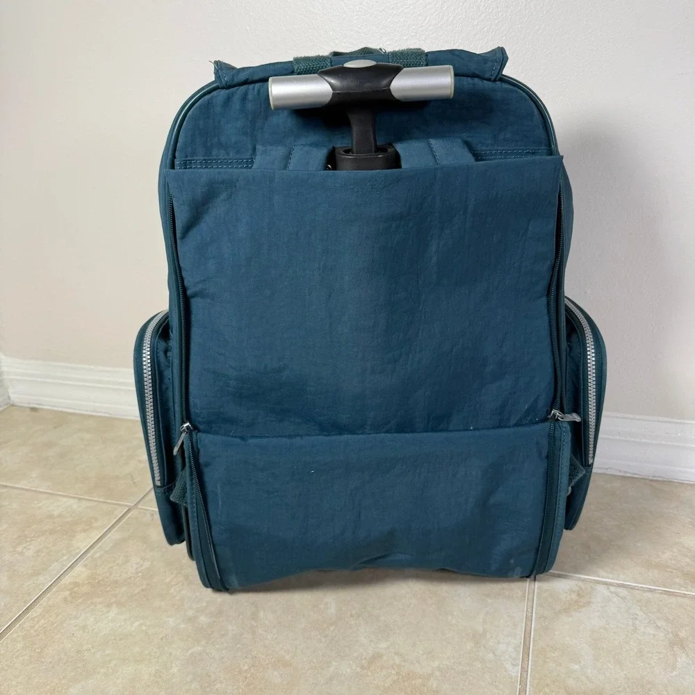Kipling Alcatraz Rolling Backpack Unisex Large Teal Blue Convertible Laptop Bag